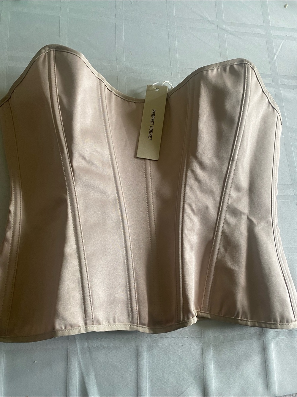 Perfect Corset Women's Strapless Satin Corset Top in Nude
